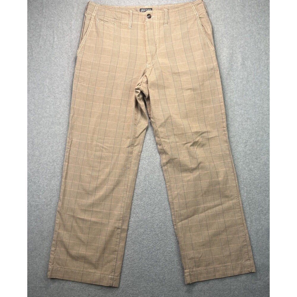 Vintage American Eagle AE Plaid Chino Pants Beige 32x32 (34x29.5) Academia Prepp